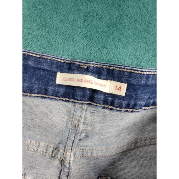 Levis Jeans Size 14 Womens Blue Denim Ladies Pants Mid Rise Classic Skinny - Picture 3 of 14